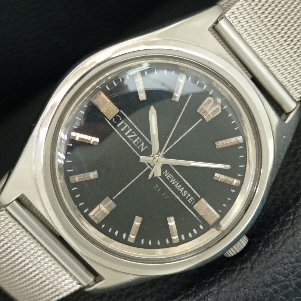 Vintage 1985 Citizen Manual Wound Mens Silver Watch & Silver accents